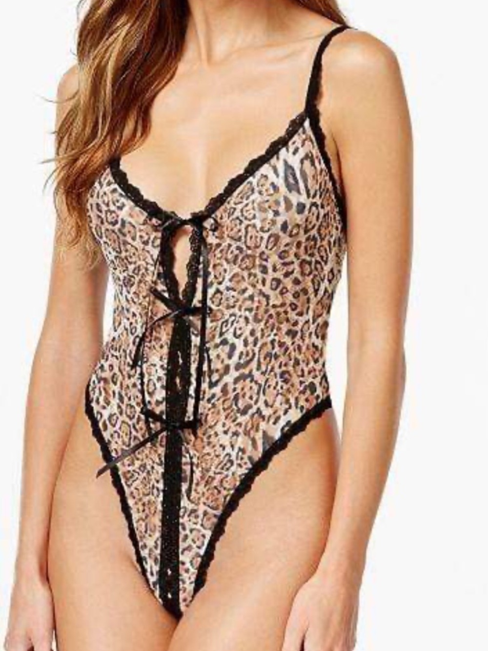 HANKY PANKY NWT Classic Leopard Open Teddy Size Large
